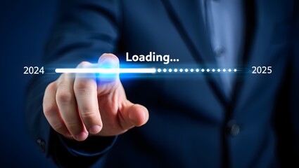 Transition from 2024 to 2025 with a loading bar graphic