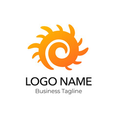 Orange Sun Vector Logo Design Template