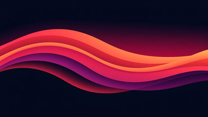 Gradient Sunset Wave Lines on Dark Navy Abstract Wallpaper