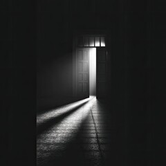 A doorway bathed in light, leading from darkness