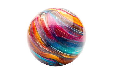 Fototapeta premium Colorful swirled glass easter egg isolated on transparent background. Colorful swirled marble ball isolated on white background.
