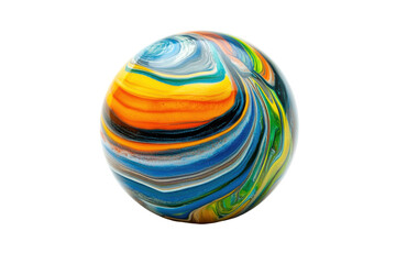 Obraz premium Colorful swirled glass easter egg isolated on transparent background. Colorful swirled marble ball isolated on white background.