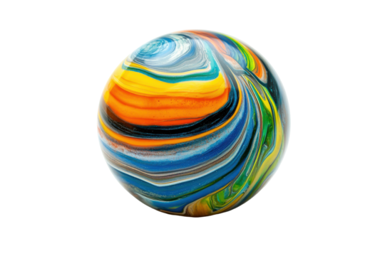 Colorful swirled glass easter egg isolated on transparent background. Colorful swirled marble ball isolated on white background. - Powered by Adobe