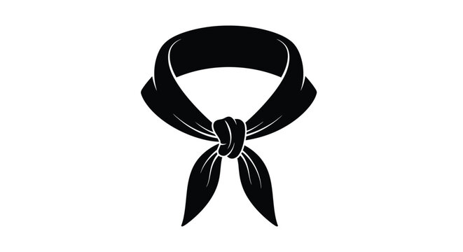 Black bandana tied in a knot isolated on a white background