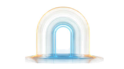 arch doorway symbol with inner glow, personal transformation abstract, transparent background