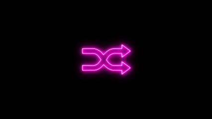 Neon shuffle icon illustration. Neon line Arrow shuffle, player Shuffle icon.