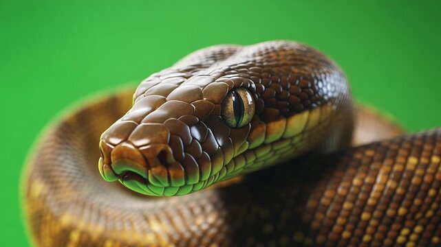 python snake coiled on green screen 4K Videos