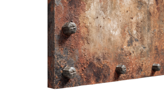 Rusted metal plate with rivets (2)