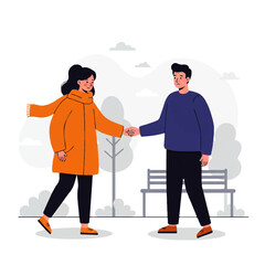 An illustration of two people shaking hands, representing friendship, kindness, and collaboration.