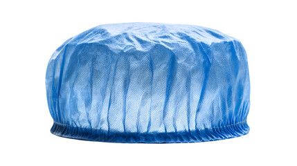 A Blue Disposable Bouffant Cap Isolated on a White Background
