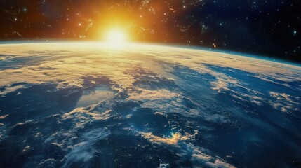 Fototapeta premium Luxury space hotel orbiting Earth panoramic windows showing continents below