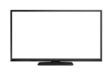 Flat-screen TV, blank white display