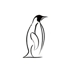 Obraz premium monoline penguin silhouette logo smooth black line white background