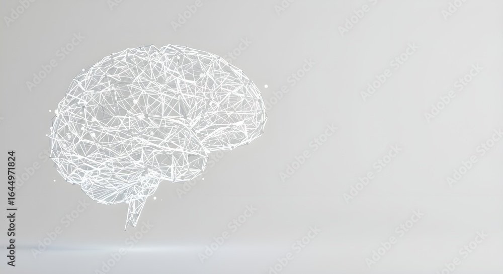 Aufkleber abstract brain with network connections floating on white background