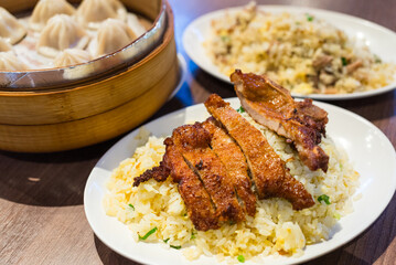 Taiwanese cuisine steamed bun and pork belly rice