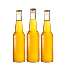 Cold beer bottle with condensation isolated on a white background