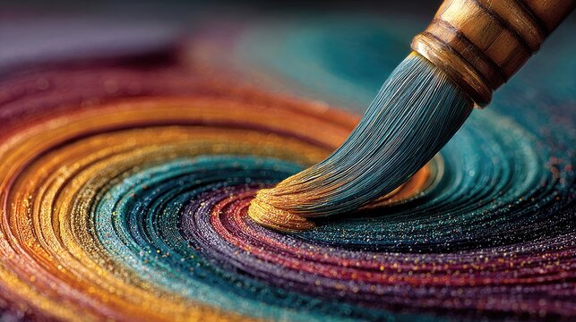 A vibrant spiral of paint, captured in motion with a brushstroke - Powered by Adobe
