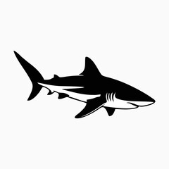 Obraz premium Shark Head Profile Black Silhouette Illustration
