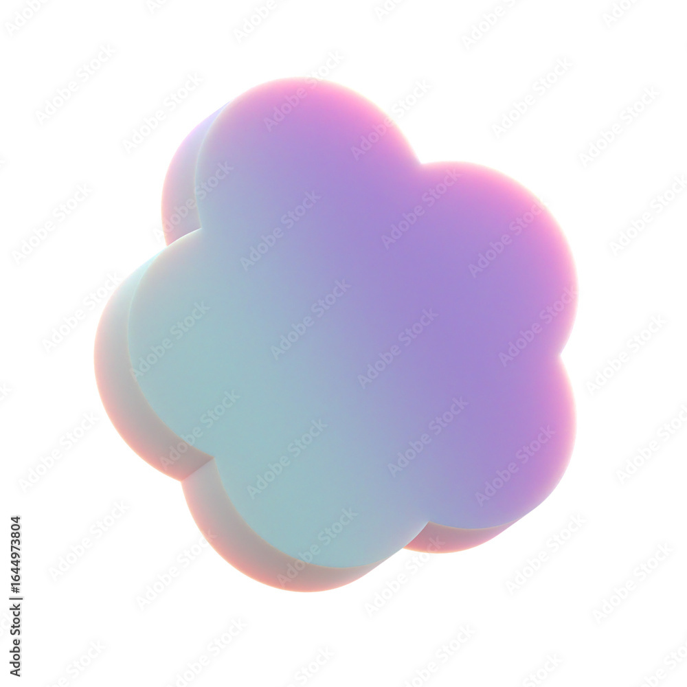 Poster 3d gradient geometric abstract rounded star shape for your design on an isolated background. 3d rend