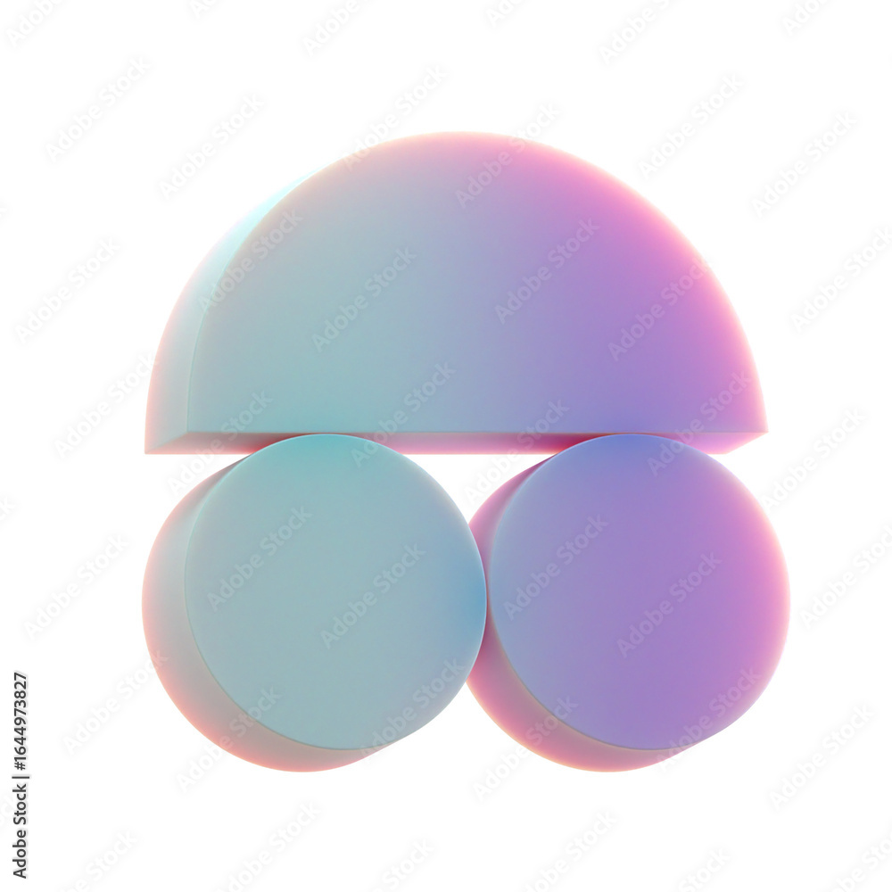 Poster 3d gradient geometric abstract balanced half circle shape for your design on an isolated background.