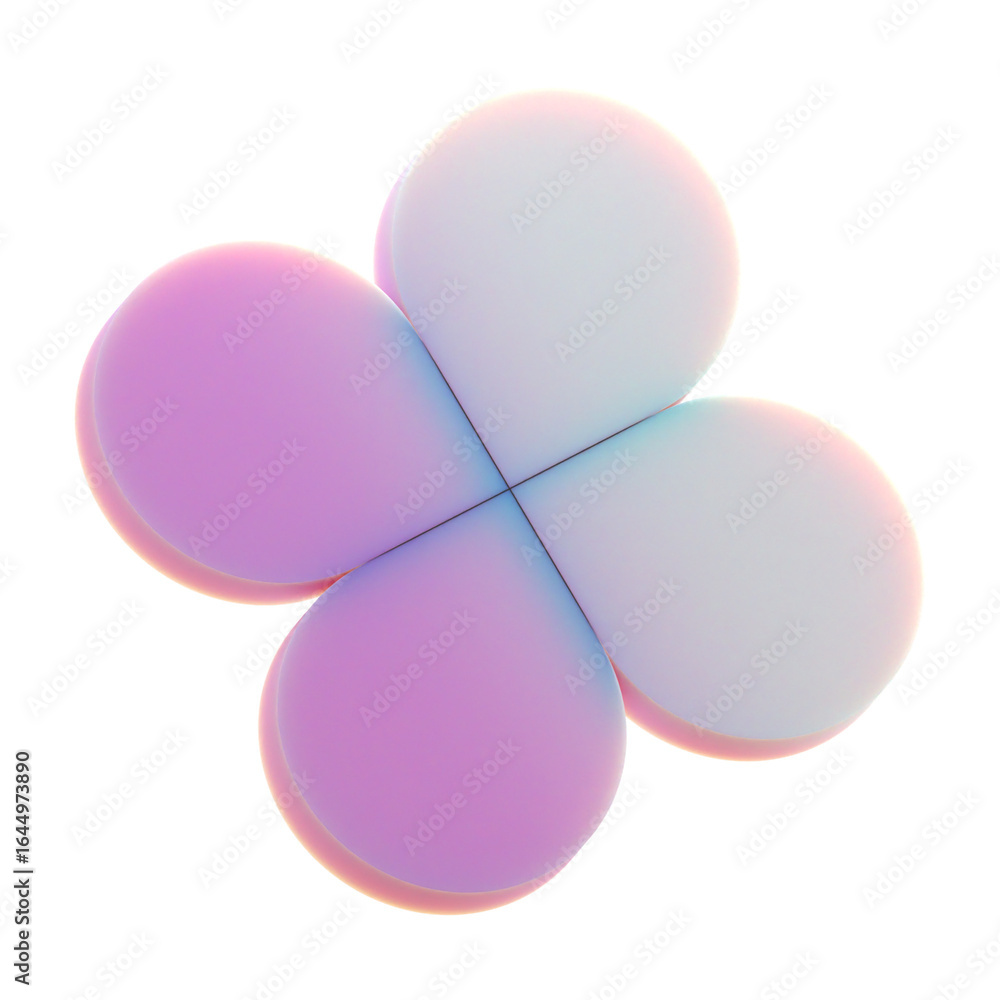 Poster 3d gradient geometric abstract chat flower shape for your design on an isolated background. 3d rende