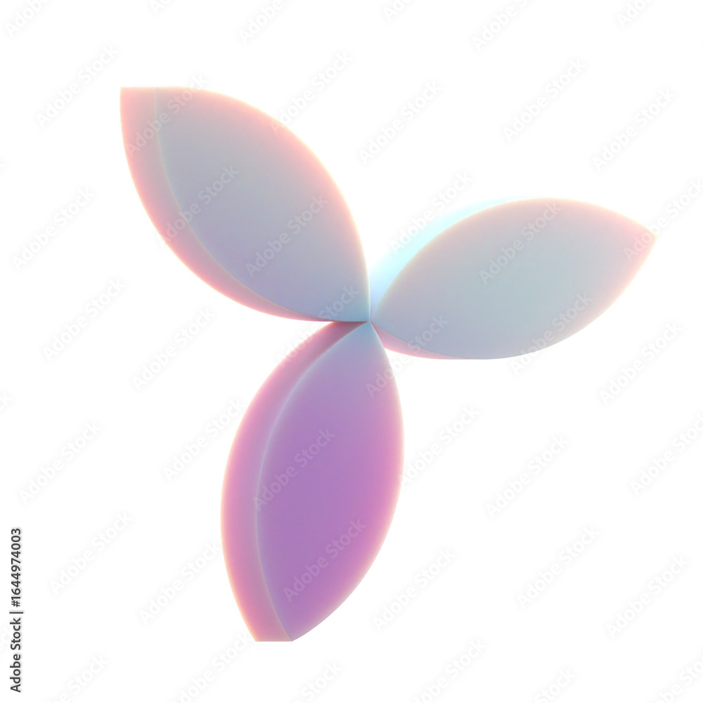 Poster 3d gradient geometric abstract flower shape for your design on an isolated background. 3d rendering 