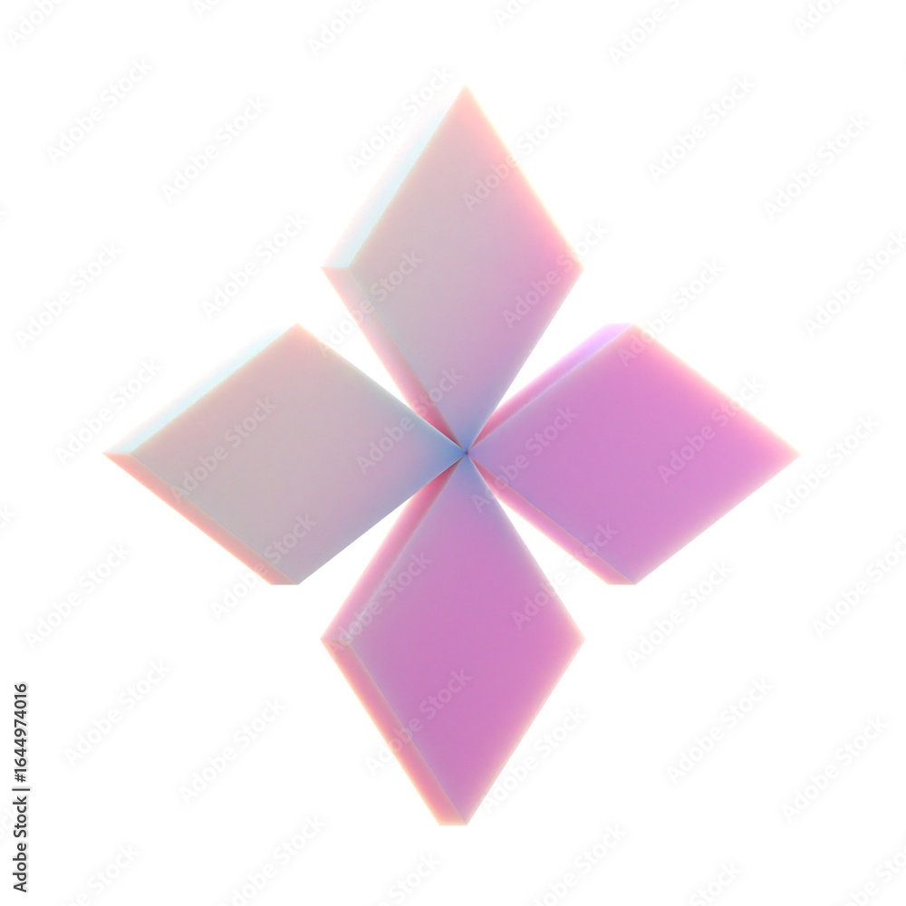 Poster 3d gradient geometric abstract diamond shape for your design on an isolated background. 3d rendering
