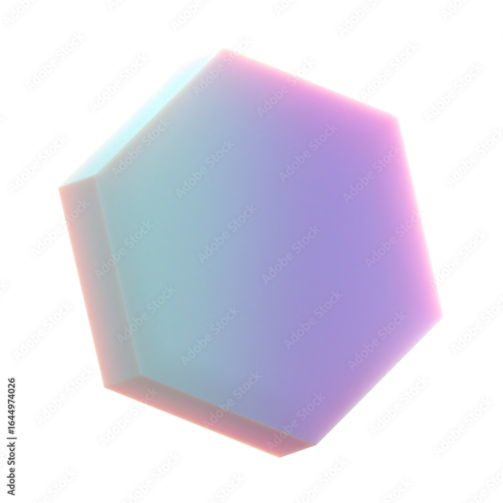 Poster 3d gradient geometric abstract hexagon shape for your design on an isolated background. 3d rendering