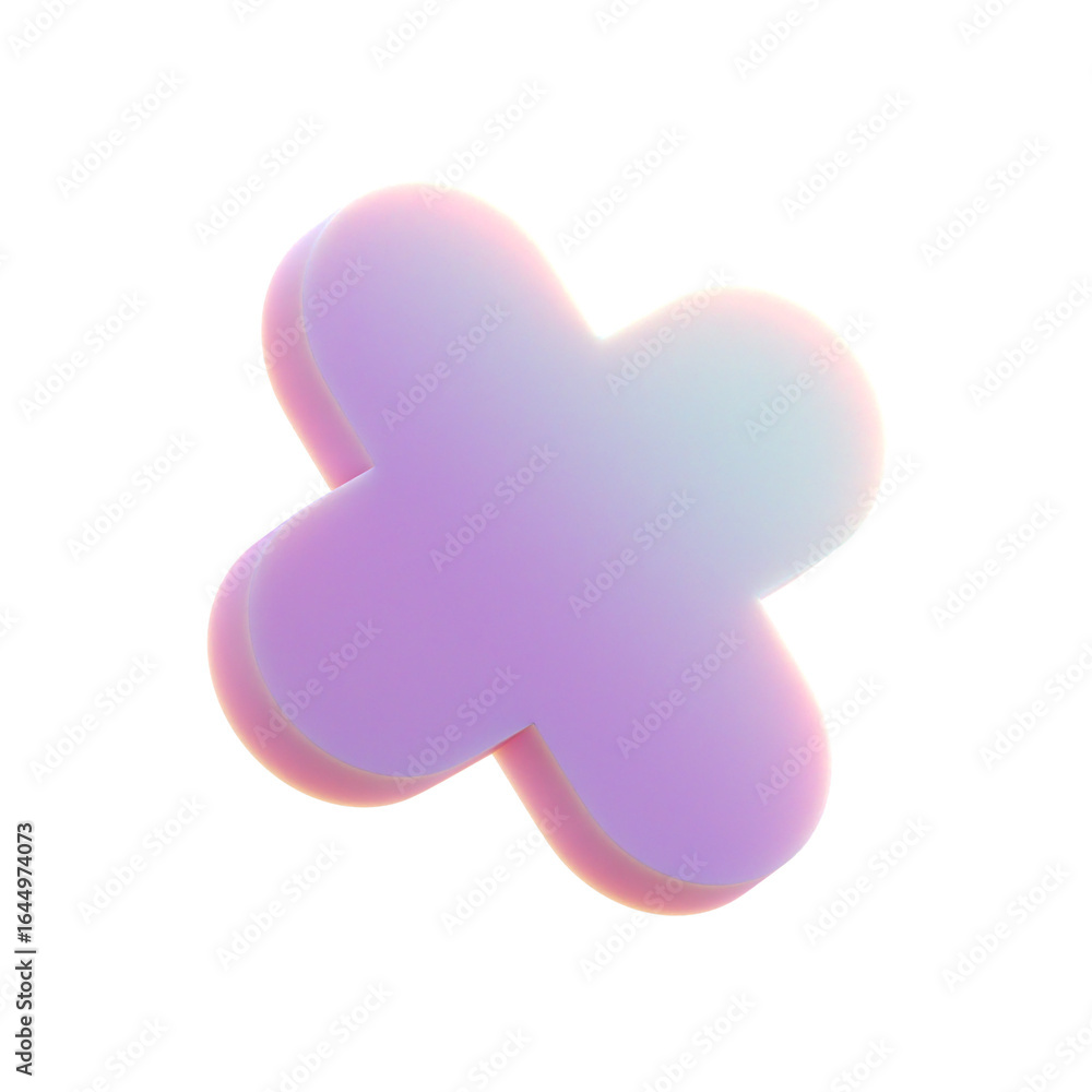 Poster 3d gradient geometric abstract plus shape for your design on an isolated background. 3d rendering ic
