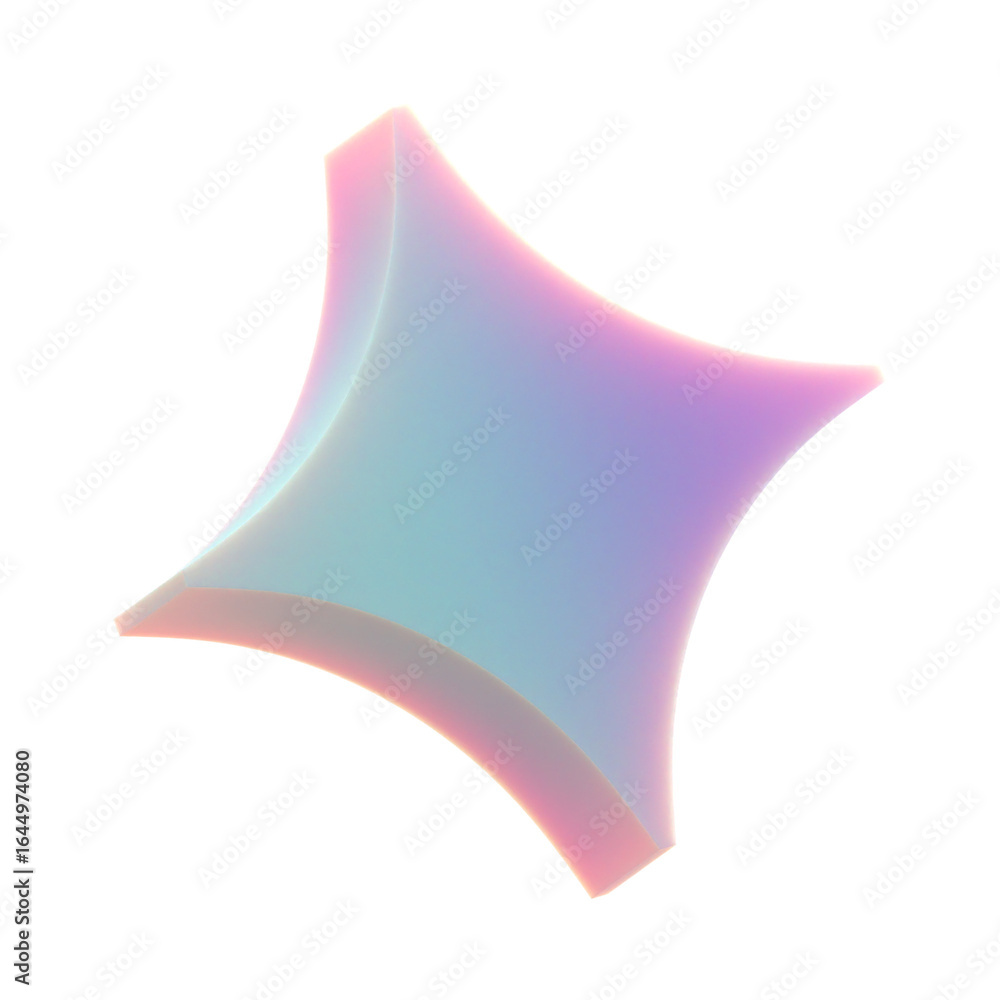 Poster 3d gradient geometric abstract sparkle shape for your design on an isolated background. 3d rendering