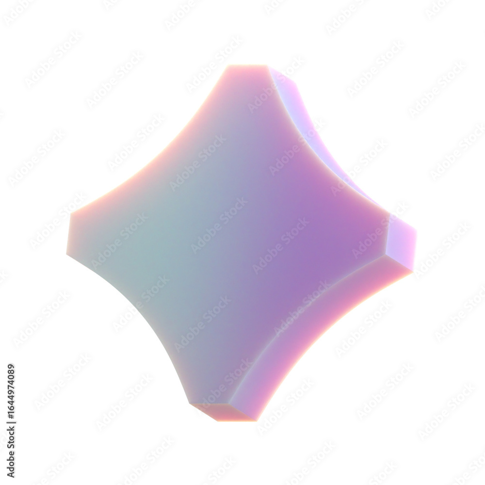 Poster 3d gradient geometric abstract sparkle shape for your design on an isolated background. 3d rendering