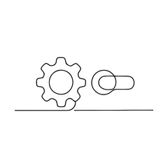 Minimalist Continuous Line Art of Gear Icon for Settings and Engineering