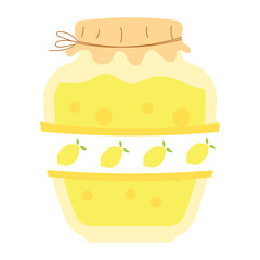 Jar of Lemon Curd with Lemon Label Illustration