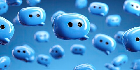 Floating blue speech bubbles against a blue background (1)