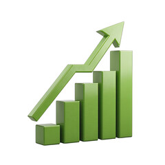Green upward trending bar graph