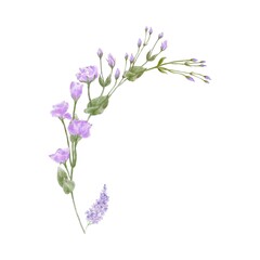 Watercolor Pink Flowers Clipart – Isolated on White Background