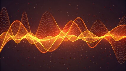 Abstract glowing orange sound wave visualization with particles