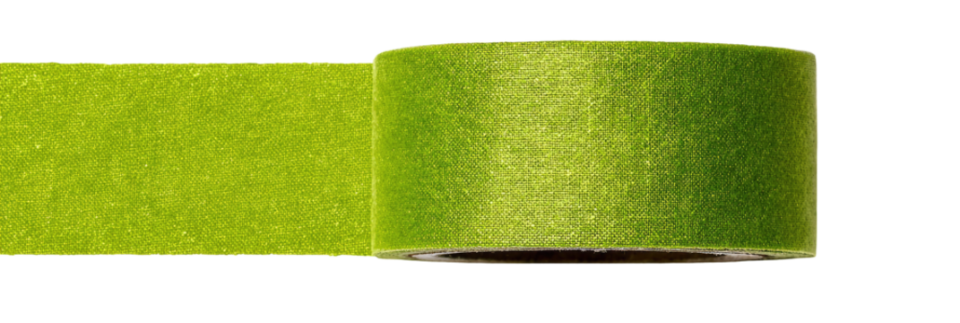 Rolled lime green fabric ribbon