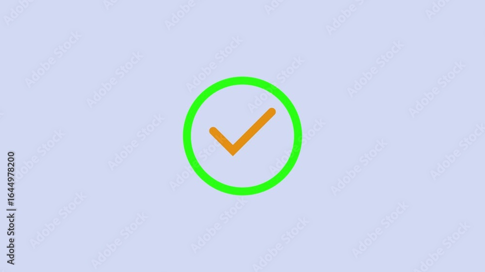 Poster animated check mark green circle orange tick success completion approval confirmation correct right 