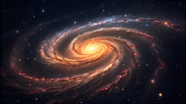 Vibrant spiral galaxy with glowing core in deep space