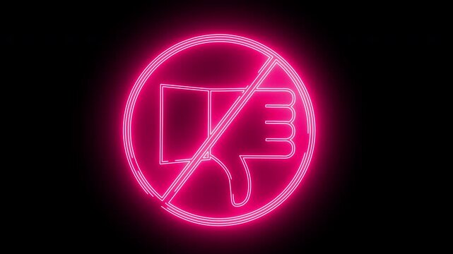 prohibited icon and dislike icon with neon effect