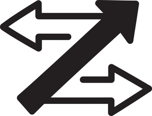 Double Reverse Arrow Black Silhouette Vector Icon