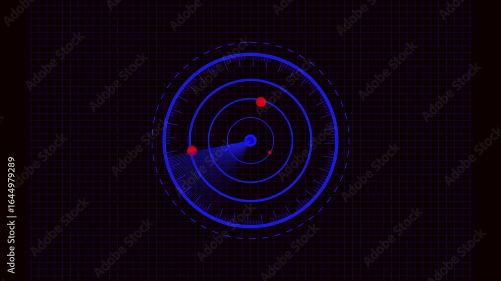 Poster blue hud radar loop. futuristic interface with neon blinking motion graphics. futuristic blue radar 