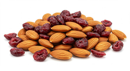 Pile Of Almonds And Cranberries isolated