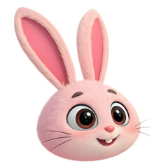 Fototapeta premium Playful Bunny Portrait: A charming, soft, and adorable pink bunny, with endearing expressive eyes, invites smiles and evokes a sense of joy.