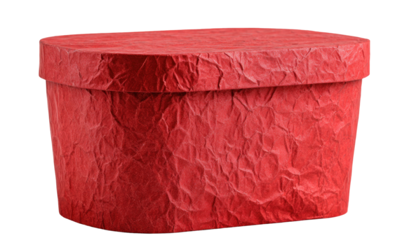 Red textured oval box