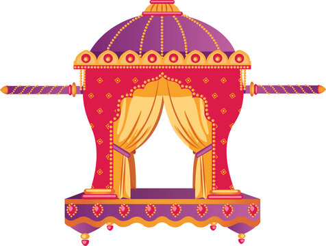 Indian Wedding Symbol Colorful Decorated Bride Doli Vector Illustration