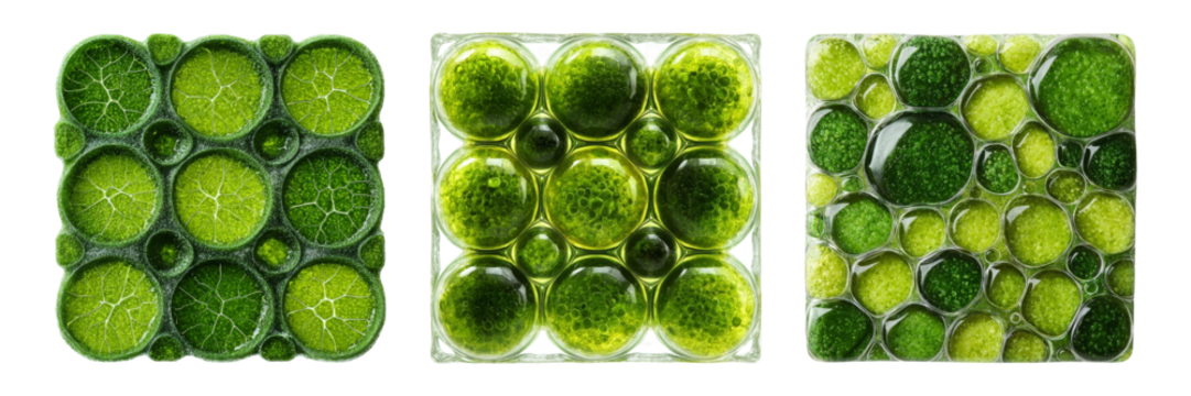 Abstract Green Patterns with Circular Shapes and Textures