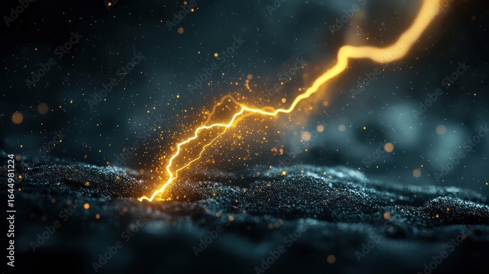 Poster lightning bolt in financial data visualization financial charts and graphs illuminated by lightning 