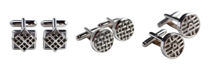 Elegant Set of Silver Cufflinks for Formal Attire and Accessories